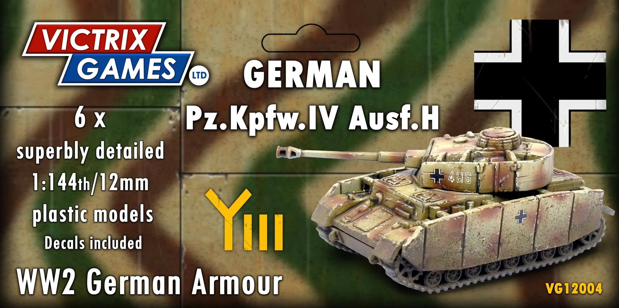Victrix Limited 12mm Panzer IV Ausf H cardstock header art showing painted tank