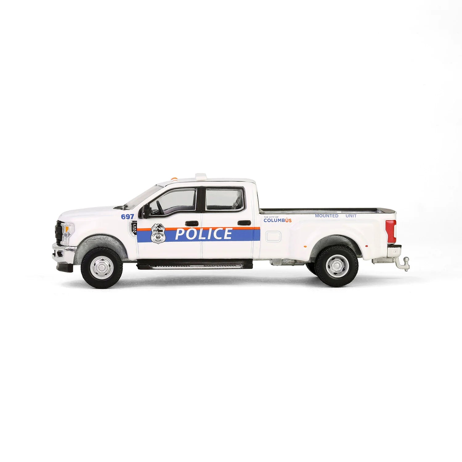 2019 Ford F-350 XL Dually – Columbus Division of Police Mounted Unit 1:64 Scale Diecast Model Left Side View