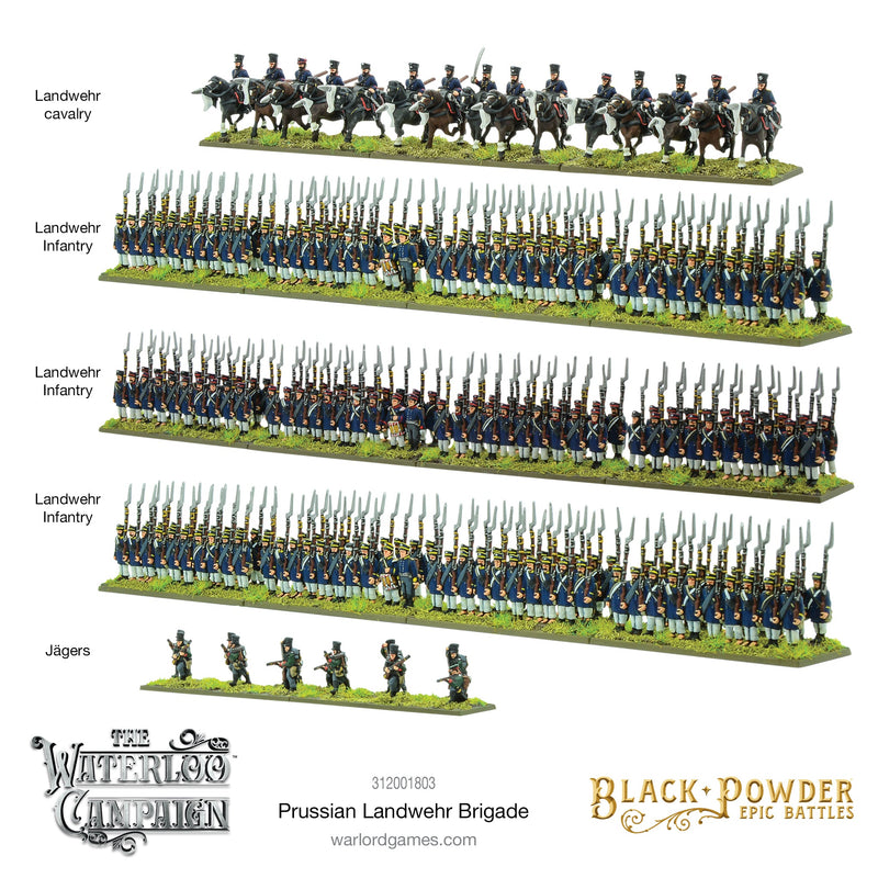 Black Powder Epic Battle The Waterloo Campaign Prussian Landwehr Brigade Painted Example