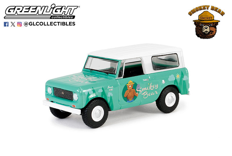 Side profile of 1961 Harvester Scout with Smokey Bear wildfire prevention graphics
