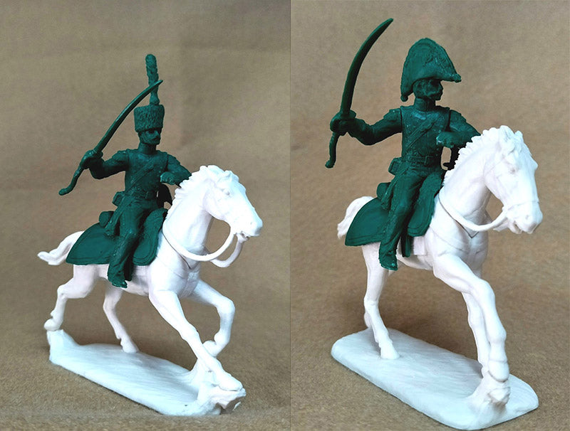 Napoleonic Wars French Chasseurs (Mounted) with Officer 1803-1815, 54 mm (1/32) Scale Plastic Figures Officer Close Up