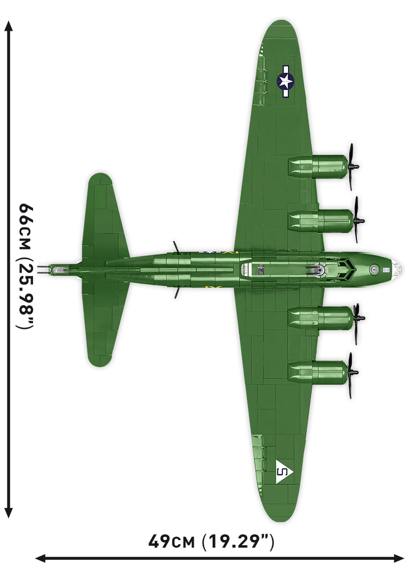 Boeing B-17G Flying Fortress 1/48 Scale 1210 Piece Block Kit Top View Dimensions
