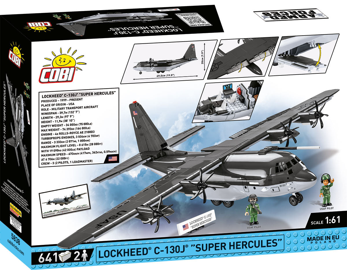 Lockheed Martin C-130J Super Hercules, 1/61 Scale 641 Piece Block Kit Back of Box