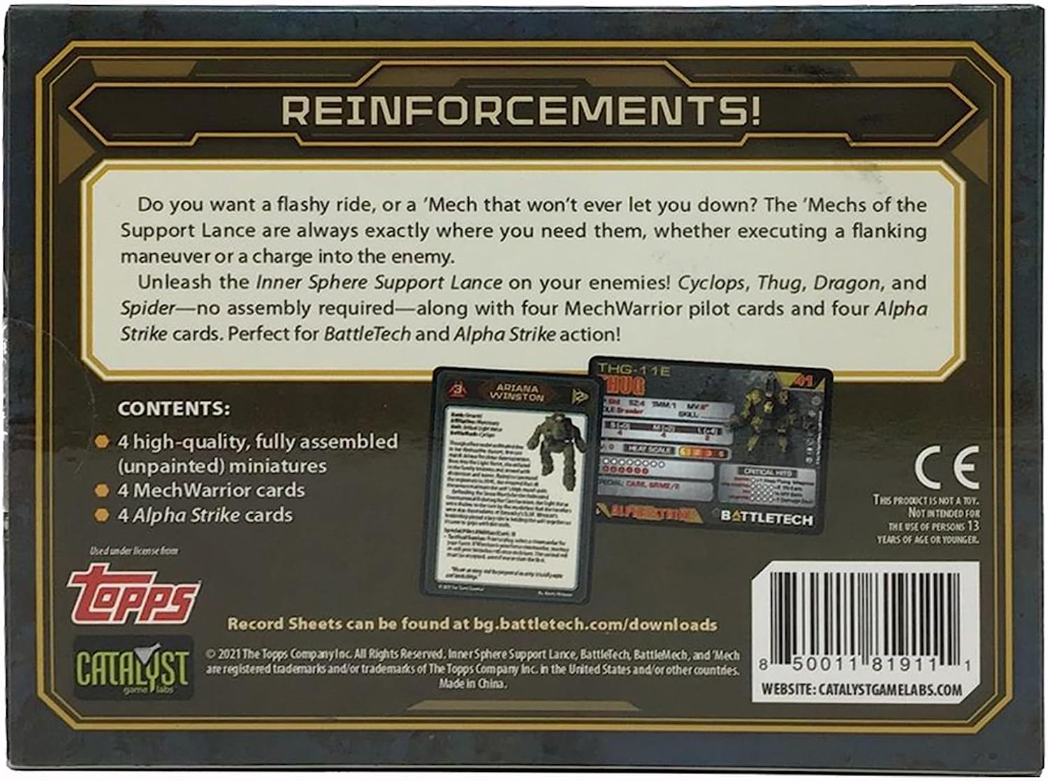BattleTech ForcePack: Inner Sphere Support Lance Back Of Box