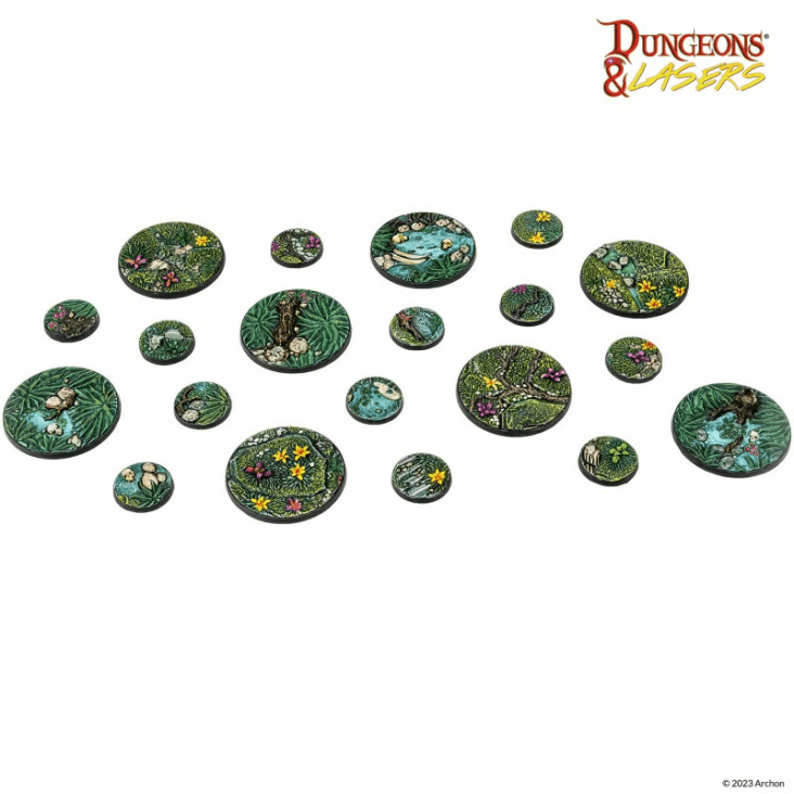 Painted 25mm and 50mm scenic miniature bases