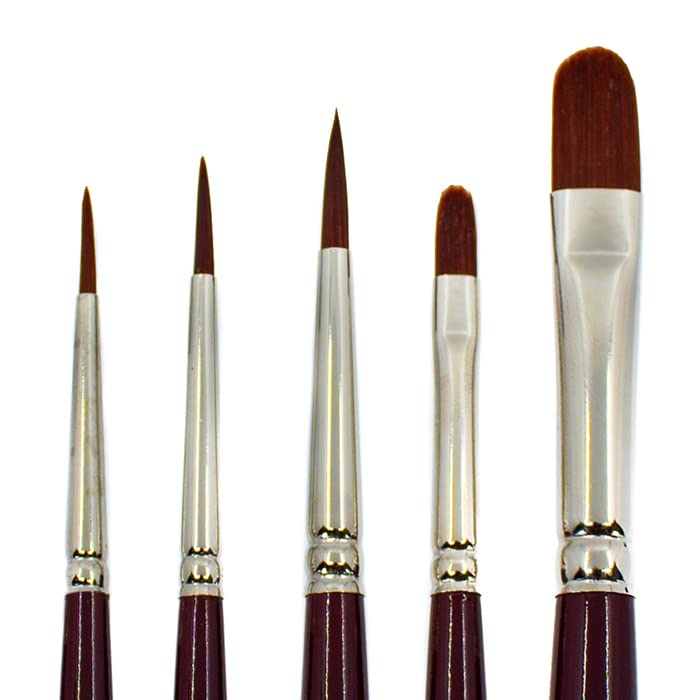 Trekell Crimson Taklon Long Handle Top Sellers Brush Set Close Up