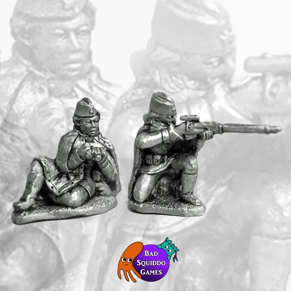 Soviet Sniper Team (Kneeling) 28 mm Scale Model Metal Figures Unpainted