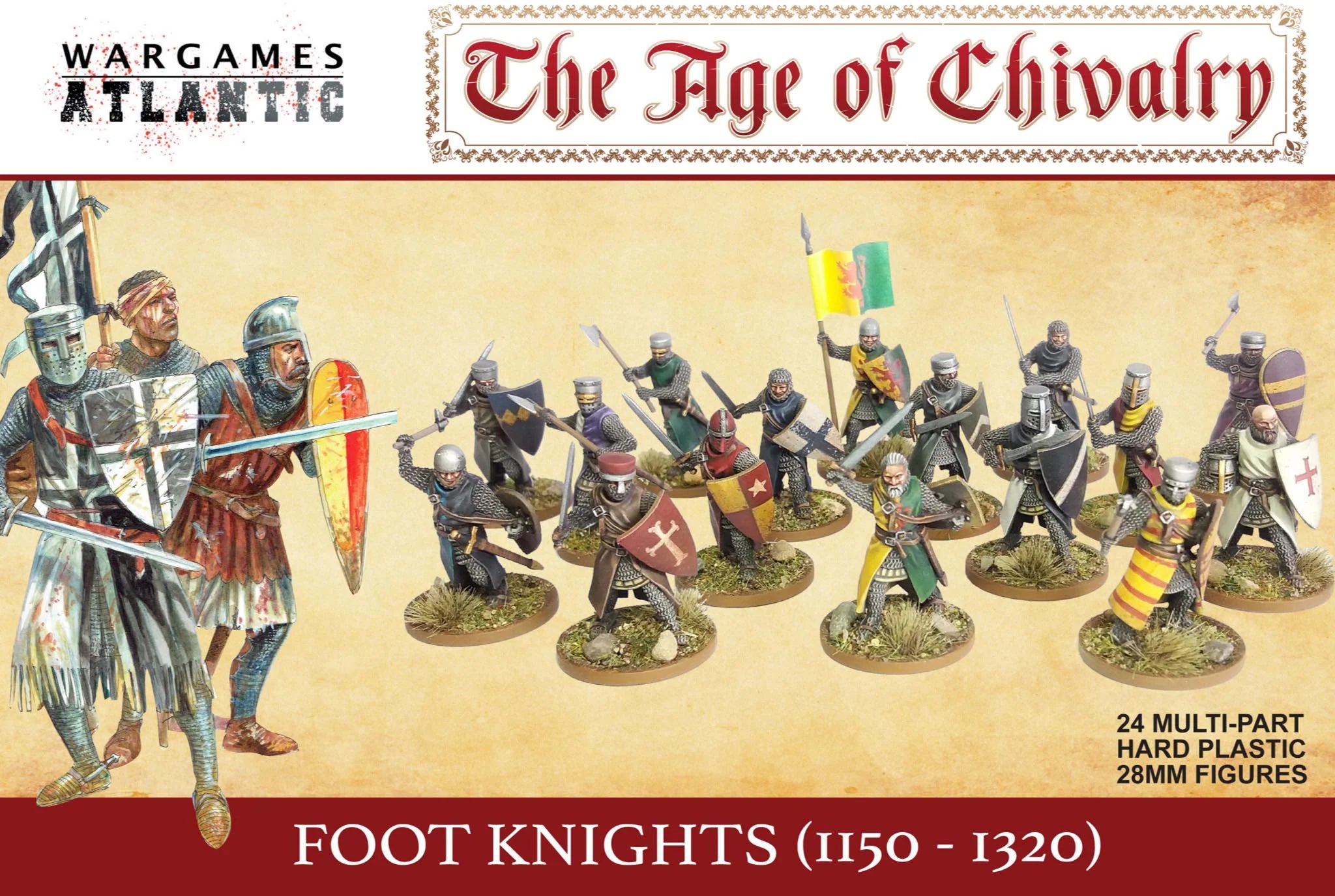 Foot Knights (1150-1320) 28 mm Scale Model Plastic Figures