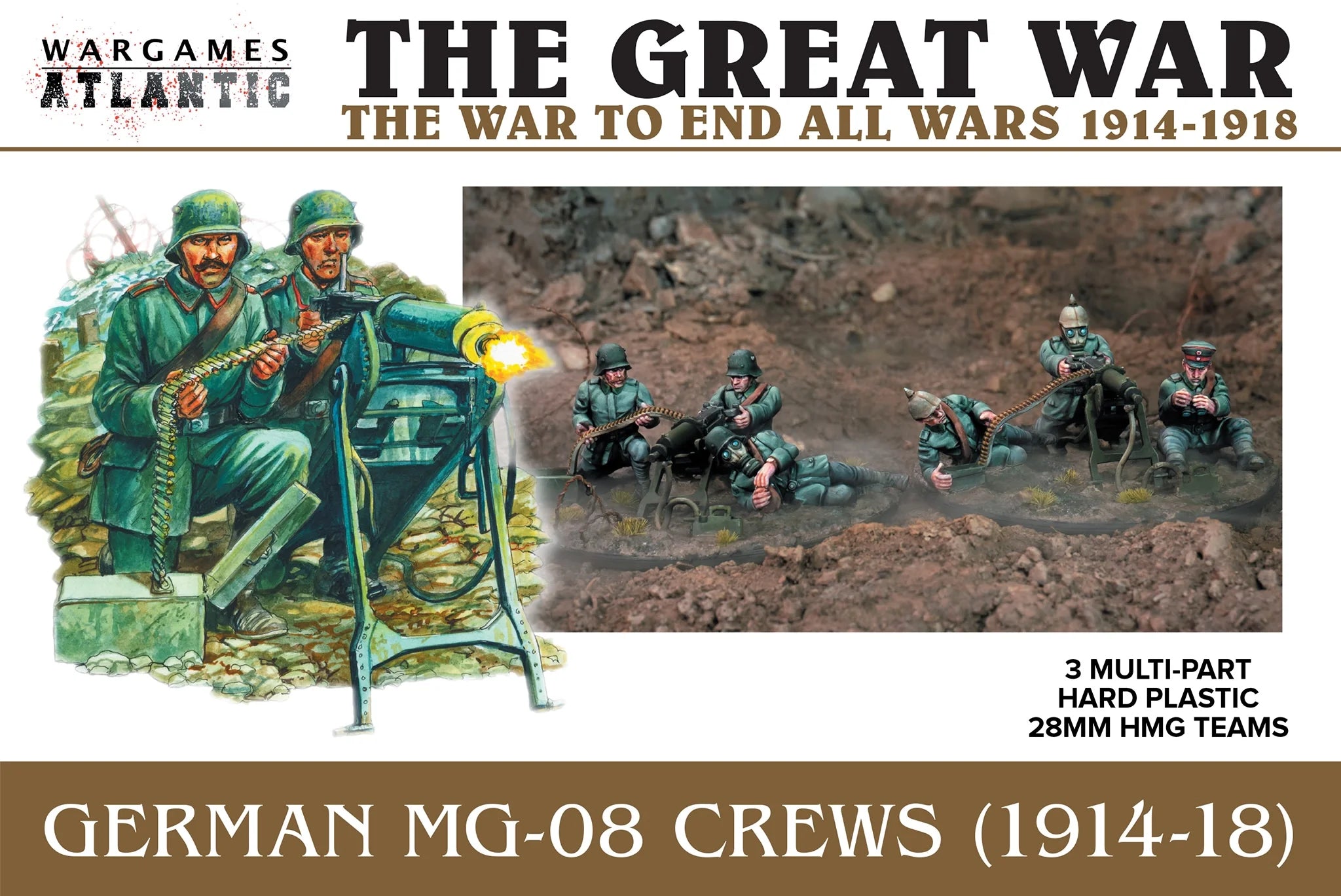 German MG-08 Crews (1914-1918), 28 mm Scale Model Plastic Figures