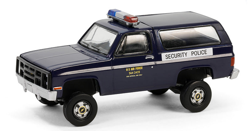 Side profile of 1984 Chevrolet M1009 CUCV with Air Force Security Police markings