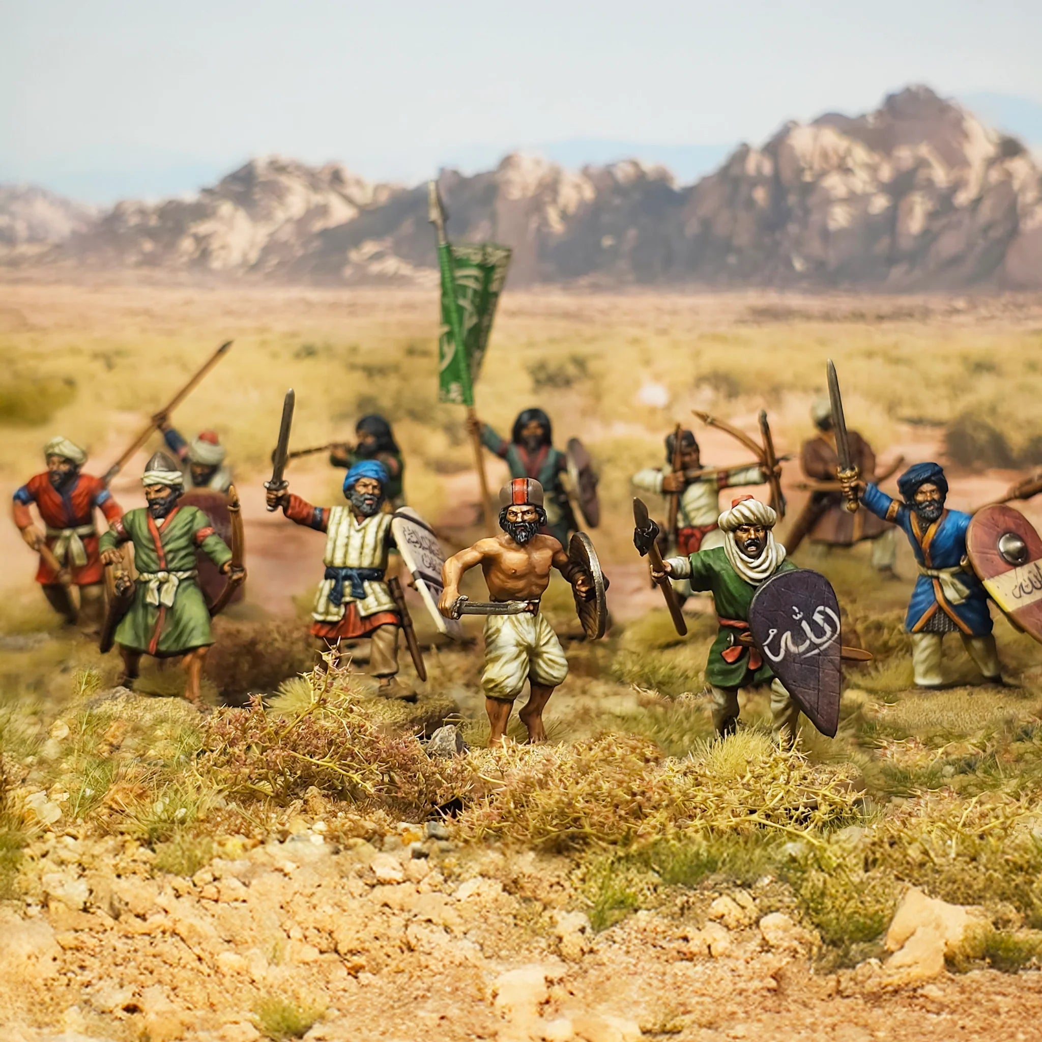 Islamic Infantry, 28 mm Scale Model Plastic Figures EXample Diorama