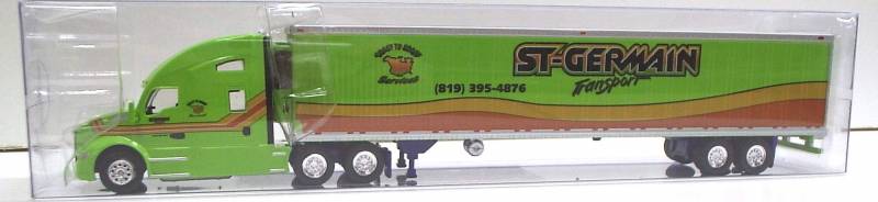 Kenworth T680 Sleeper Cab (Green) W/ 53’ Reefer Van, St. Germain Livery, 1:87 (HO) Scale Model