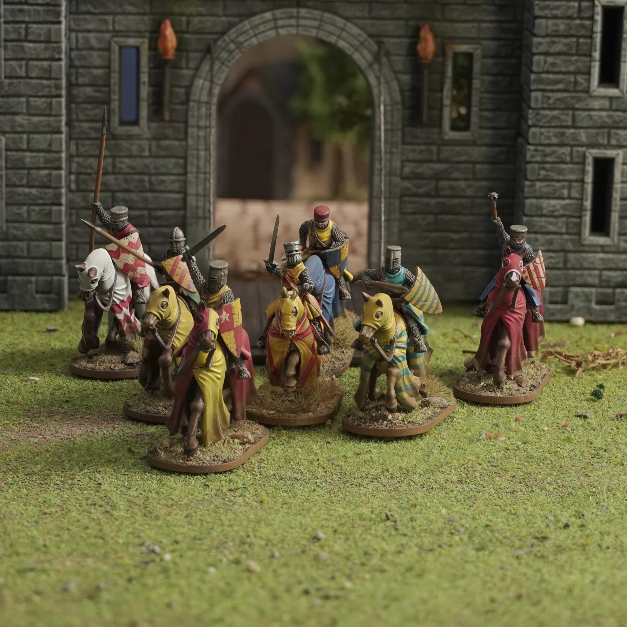 Mounted Knights (1150-1320) 28 mm Scale Model Plastic Figures Diorama Example