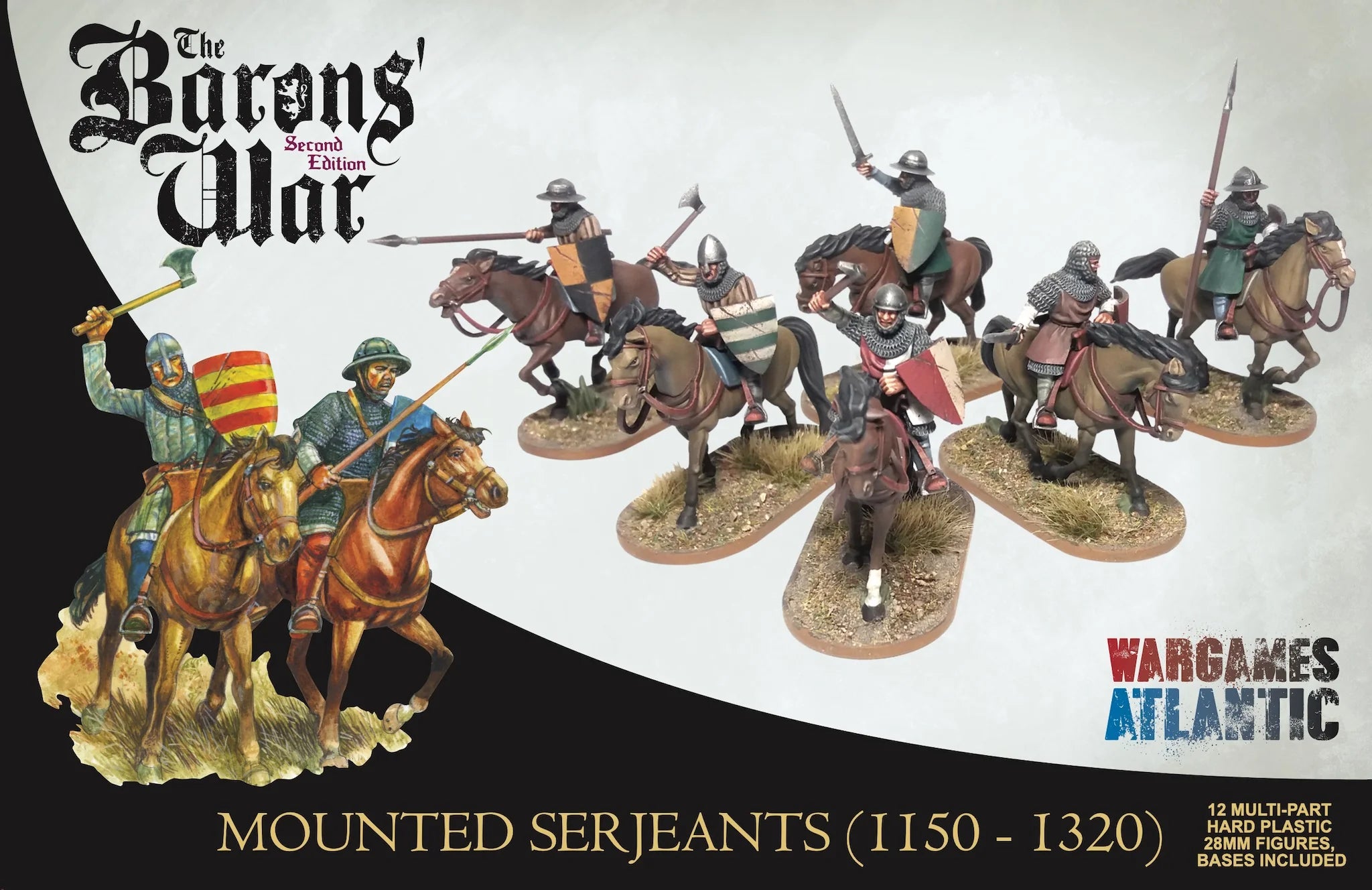 Mounted Serjeants (1150-1320) 28 mm Scale Model Plastic Figures