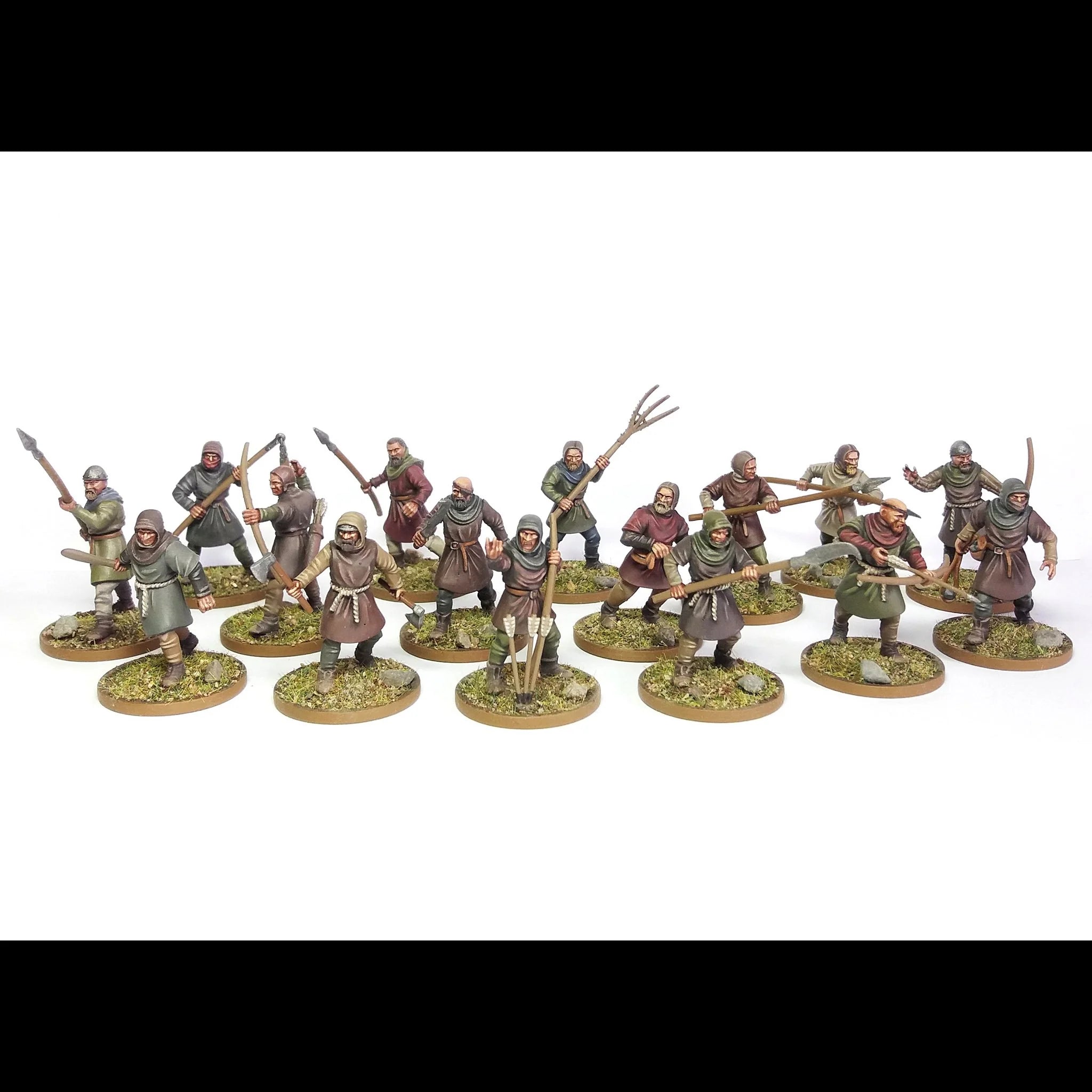 Peasants Levy (1100-1350) 28 mm Scale Model Plastic Figures Painted Example
