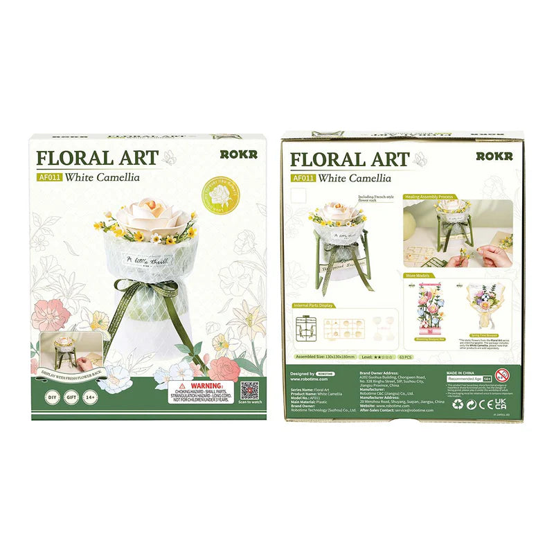 White Camellia DIY 3D Puzzle Model Packaging