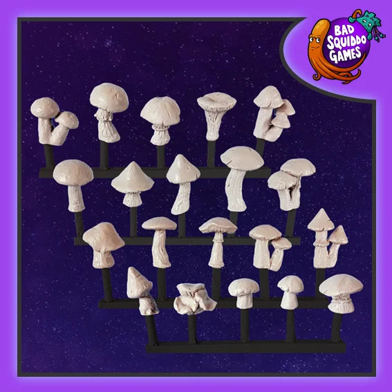 Sprue Of Bad Squiddo Mushrooms (20) 28mm Resin Basing Bits