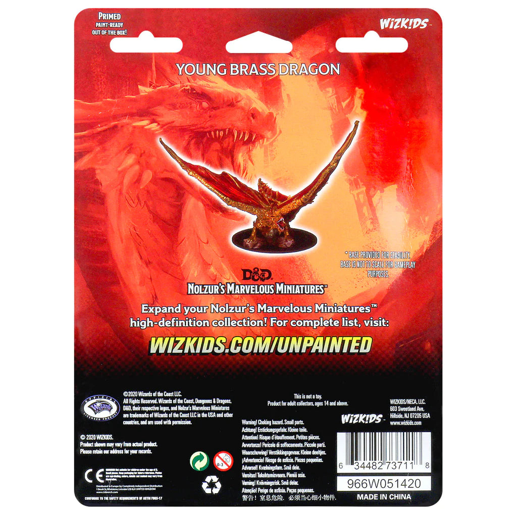 D&D Nolzur’s Marvelous Unpainted Miniatures: Young Brass Dragon Back of Package