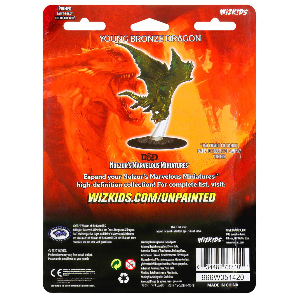 D&D Nolzur’s Marvelous Unpainted Miniatures: Young Bronze Dragon Back of Packaging