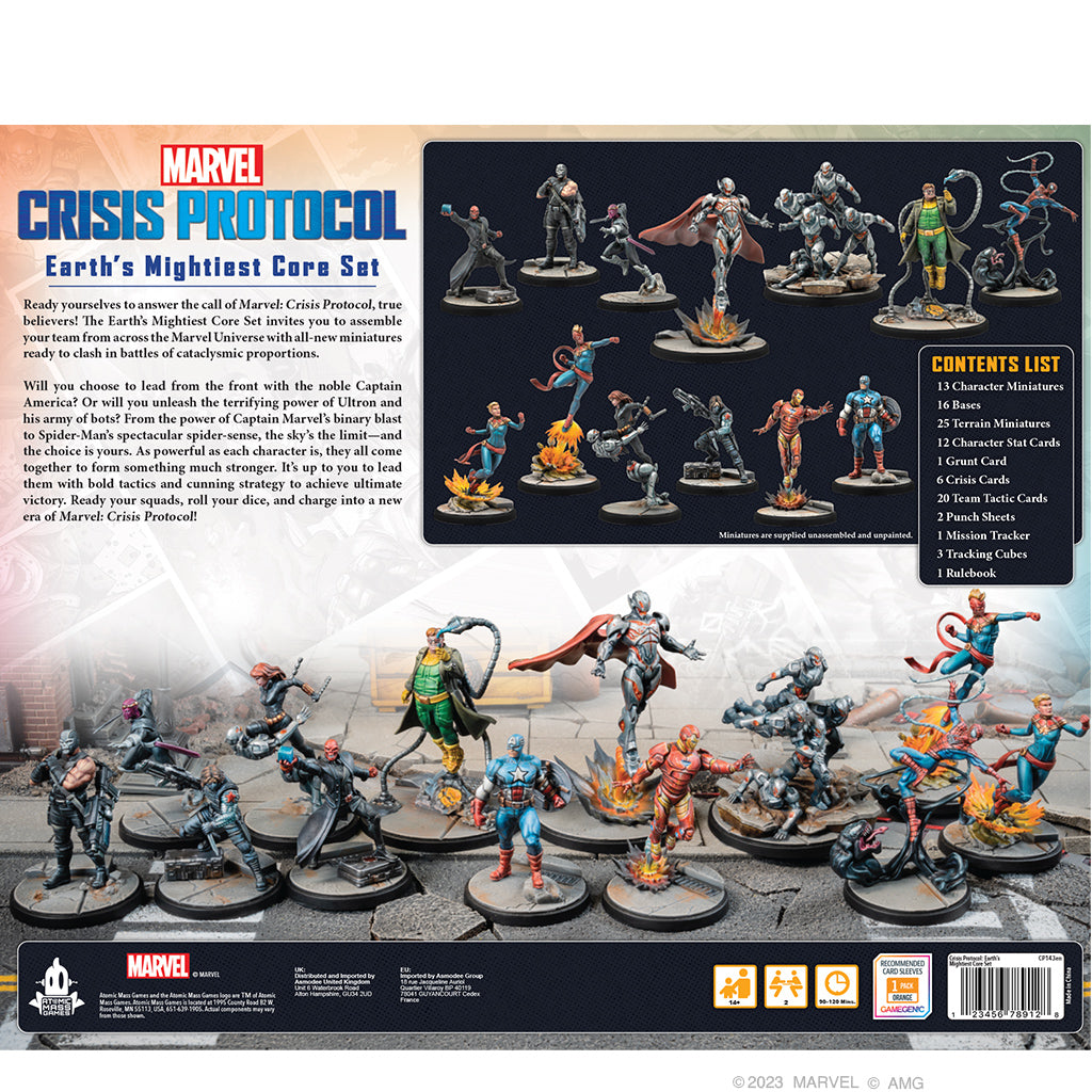 Marvel Crisis Protocol Earth’s Mightiest Core Set Back of Box