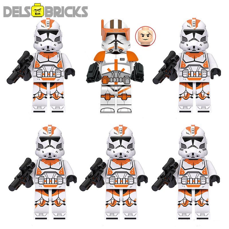 DelsBricks Commander Cody & 212th Clone Troopers set of 6 Lego-compatible minifigures front view