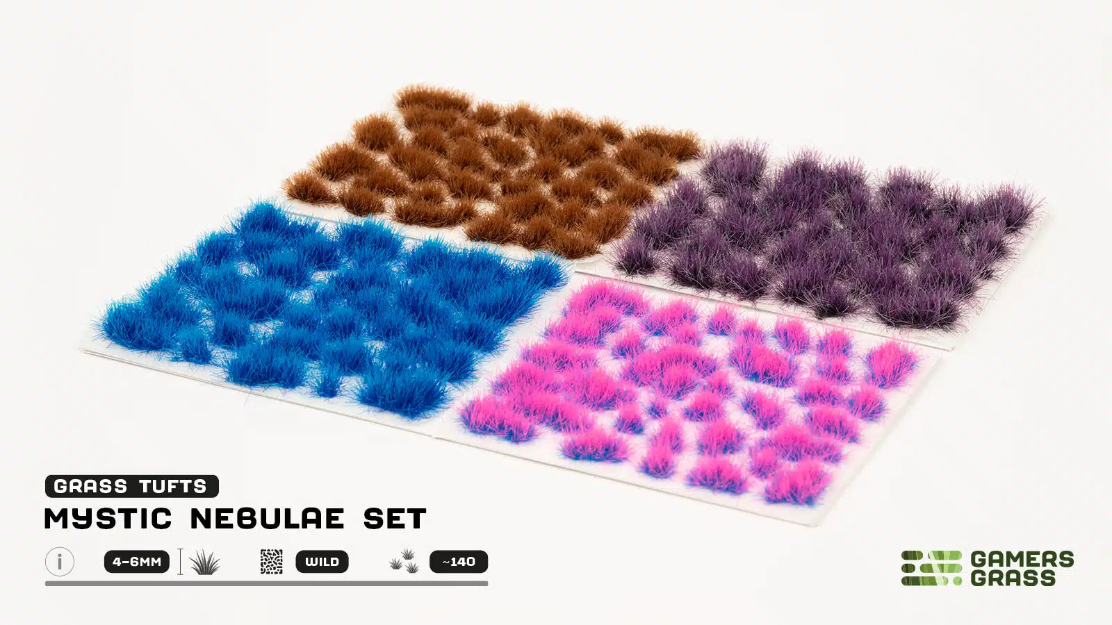 Detailed view of the four included sheets in the Mystic Nebulae Set: Alien Neon, Blue, Purple, and Brown.