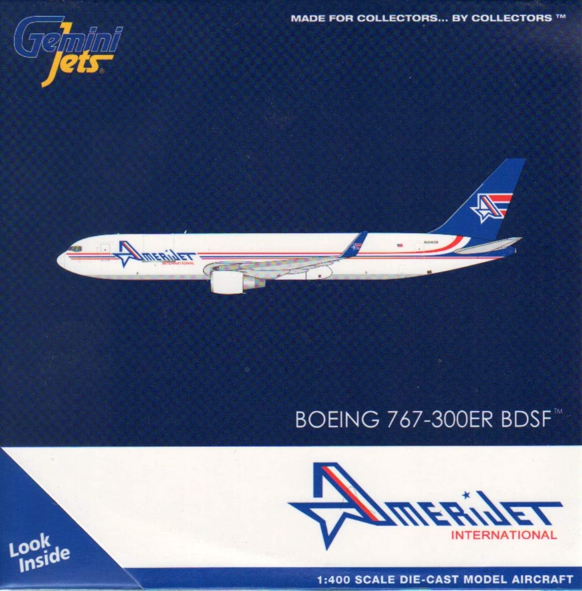 GeminiJets Amerijet 767-300ERF (N349CM) 1:400 diecast airplane model packaging box