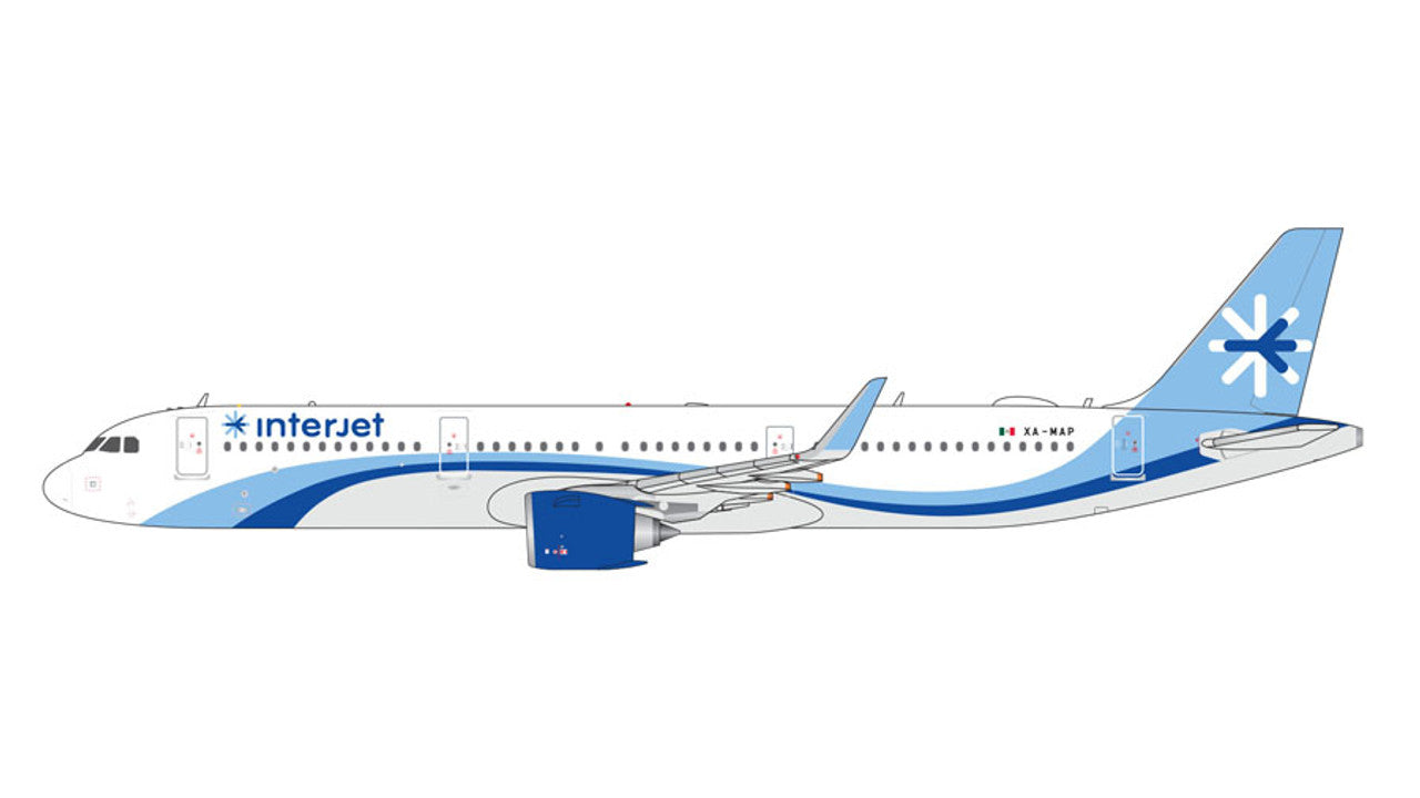 Side view Illustration GeminiJets Interjet Airbus A321neo (XA-MAP) 1:400 scale diecast airplane model