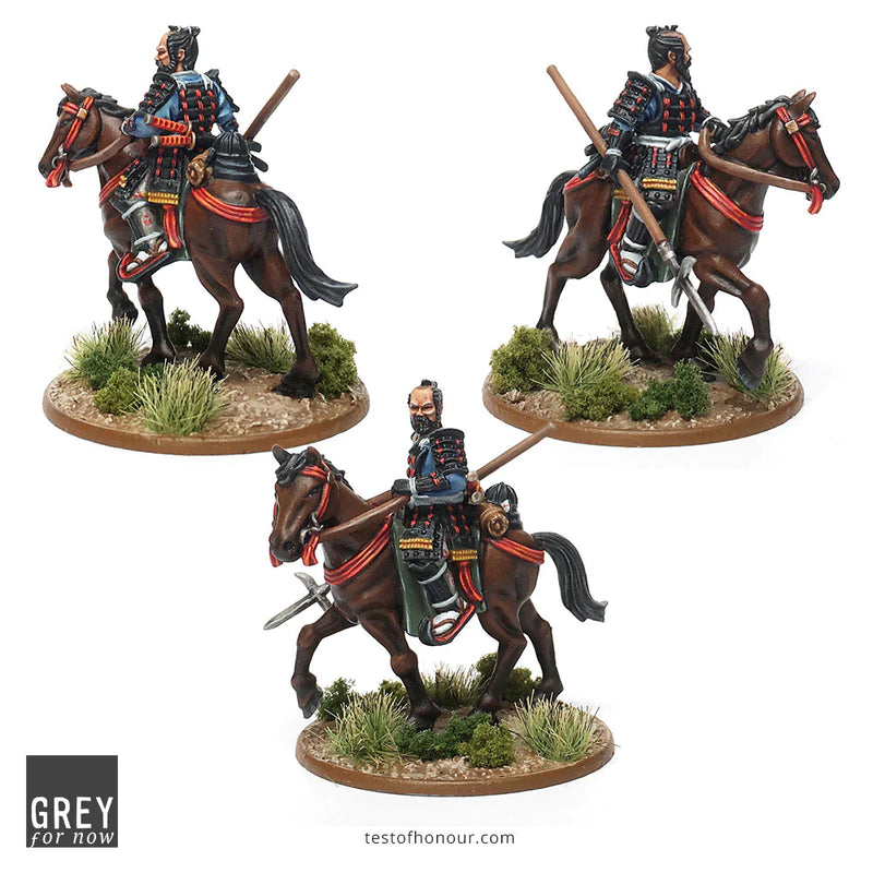 Test of Honour Ashigaru Scouts 28 mm Scale Metal Figures Mounted Samurai Captain