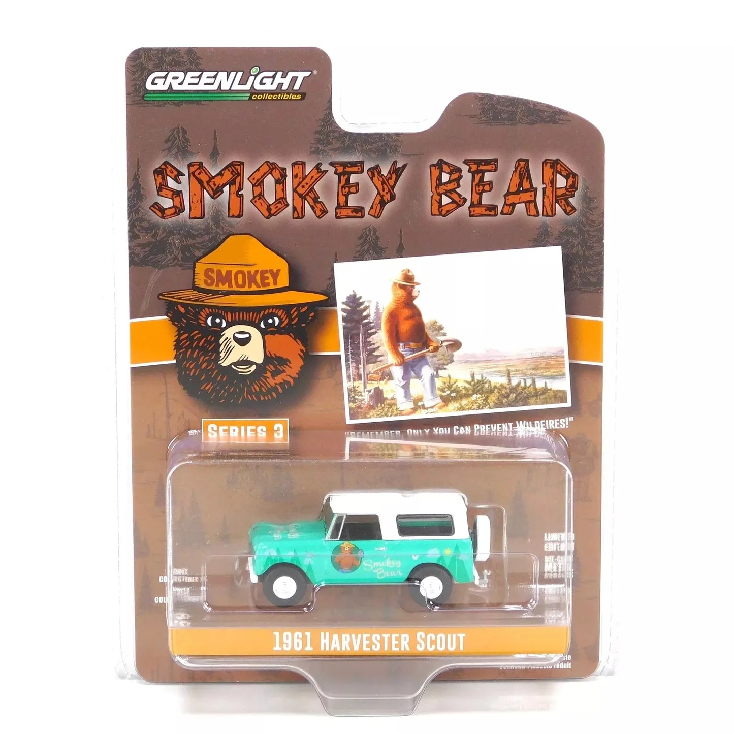 Blister packaging of Greenlight Smokey Bear Series 3 1961 Harvester Scout
