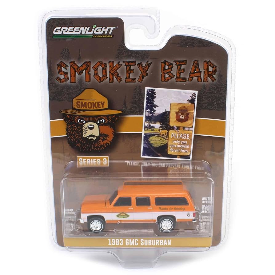 Blister packaging of Greenlight Smokey Bear Series 3 1983 GMC Suburban