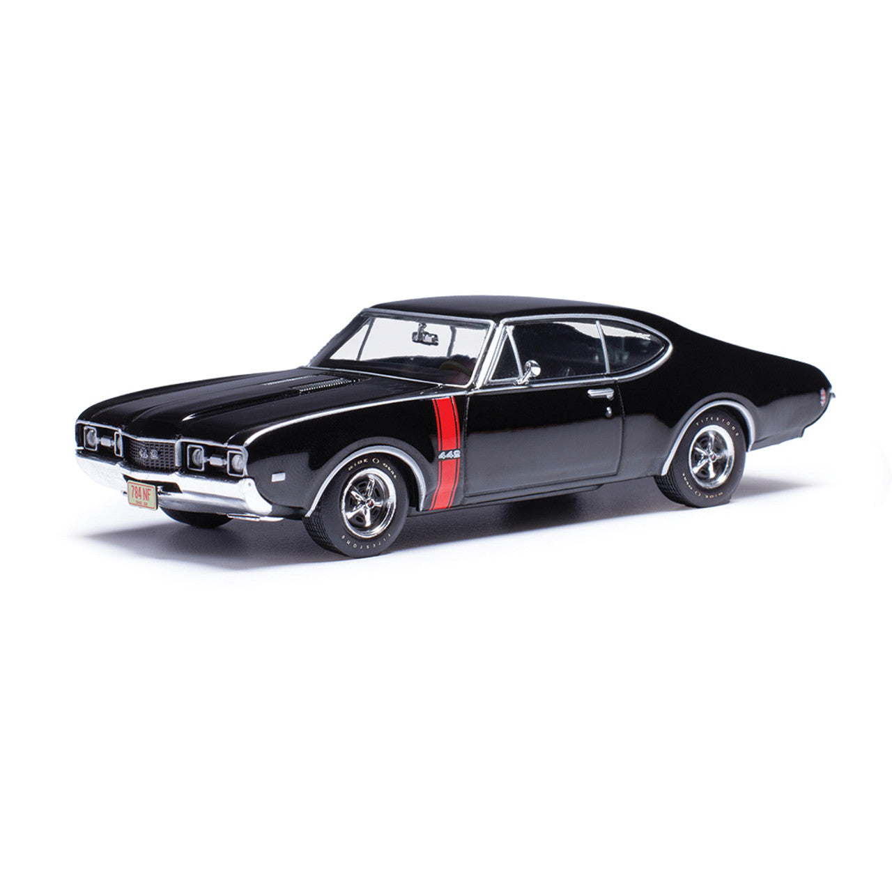 IXO Models 1:43 1968 Oldsmobile 442 W-30 - Ebony Black w/ Red Stripes Diecast Model