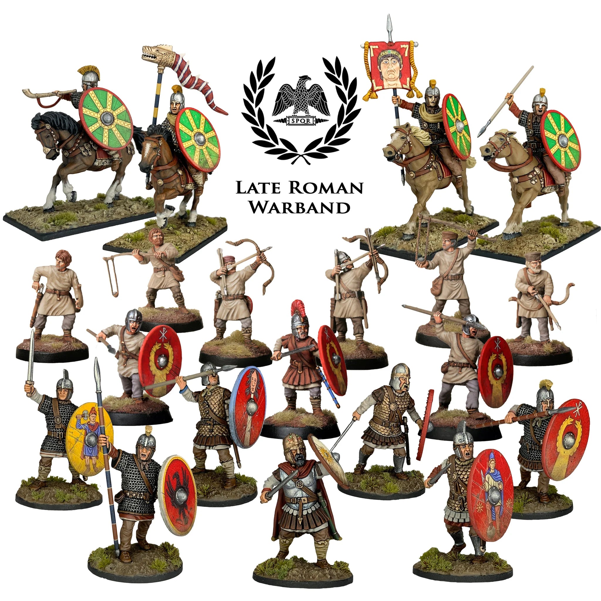 Painted examples of Victrix Ltd 28mm Late Roman Warband warriors