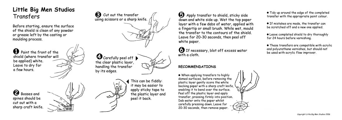 Instructions Little Big Men Studios Elf Banner, Shield and Quiver Transfers Set #1 for Oathmark Elves 28mm