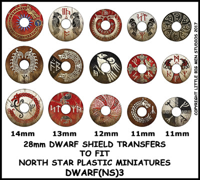 Little Big Men Studios Oathmark Dwarf Shield Transfers #3 for 28mm miniatures