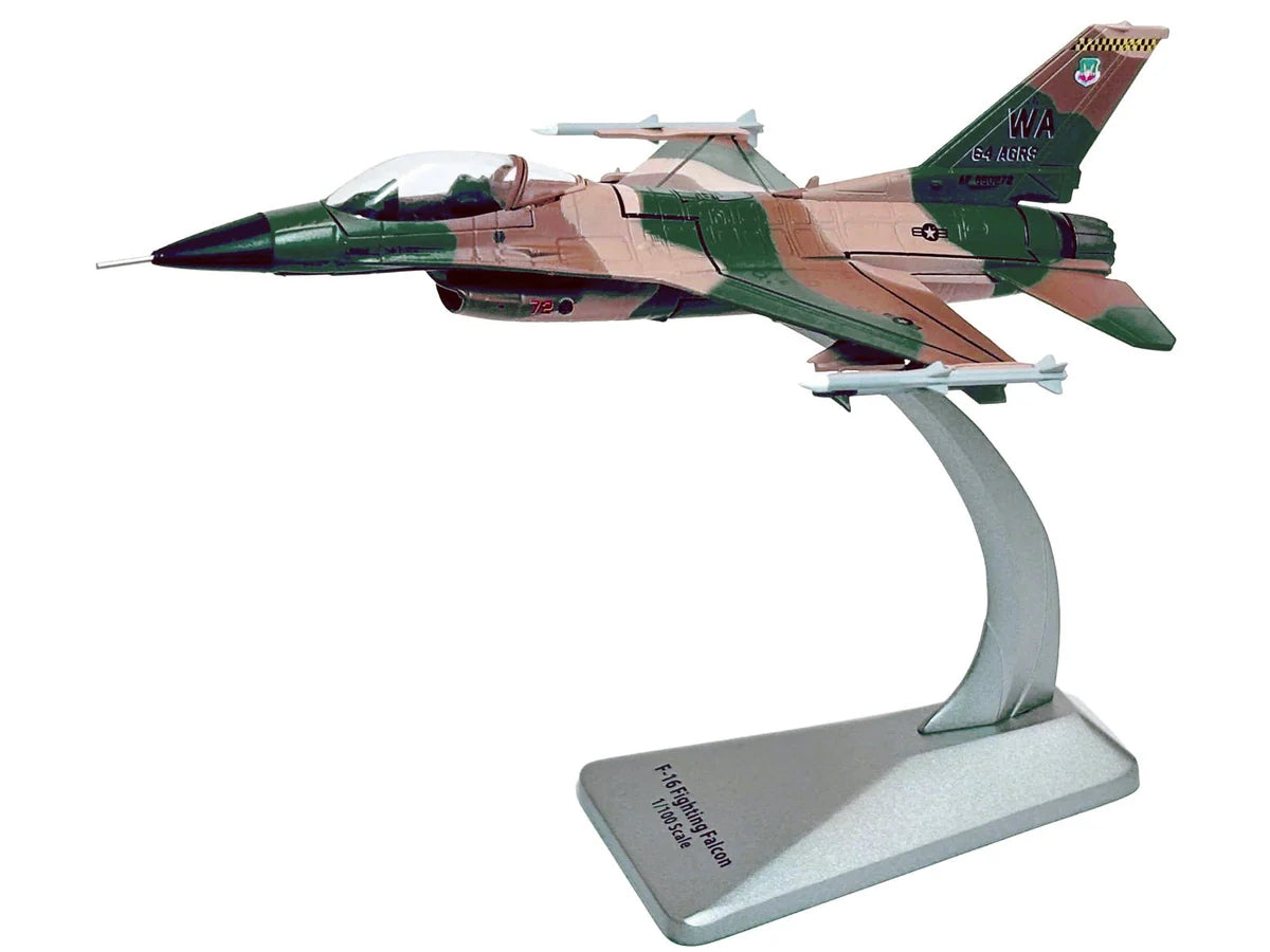 Air Force 1 Lockheed Martin (General Dynamics) F-16C Fighting Falcon (Block 32) 64th AGRS 2007 – 1:100 Scale Diecast Model Stand
