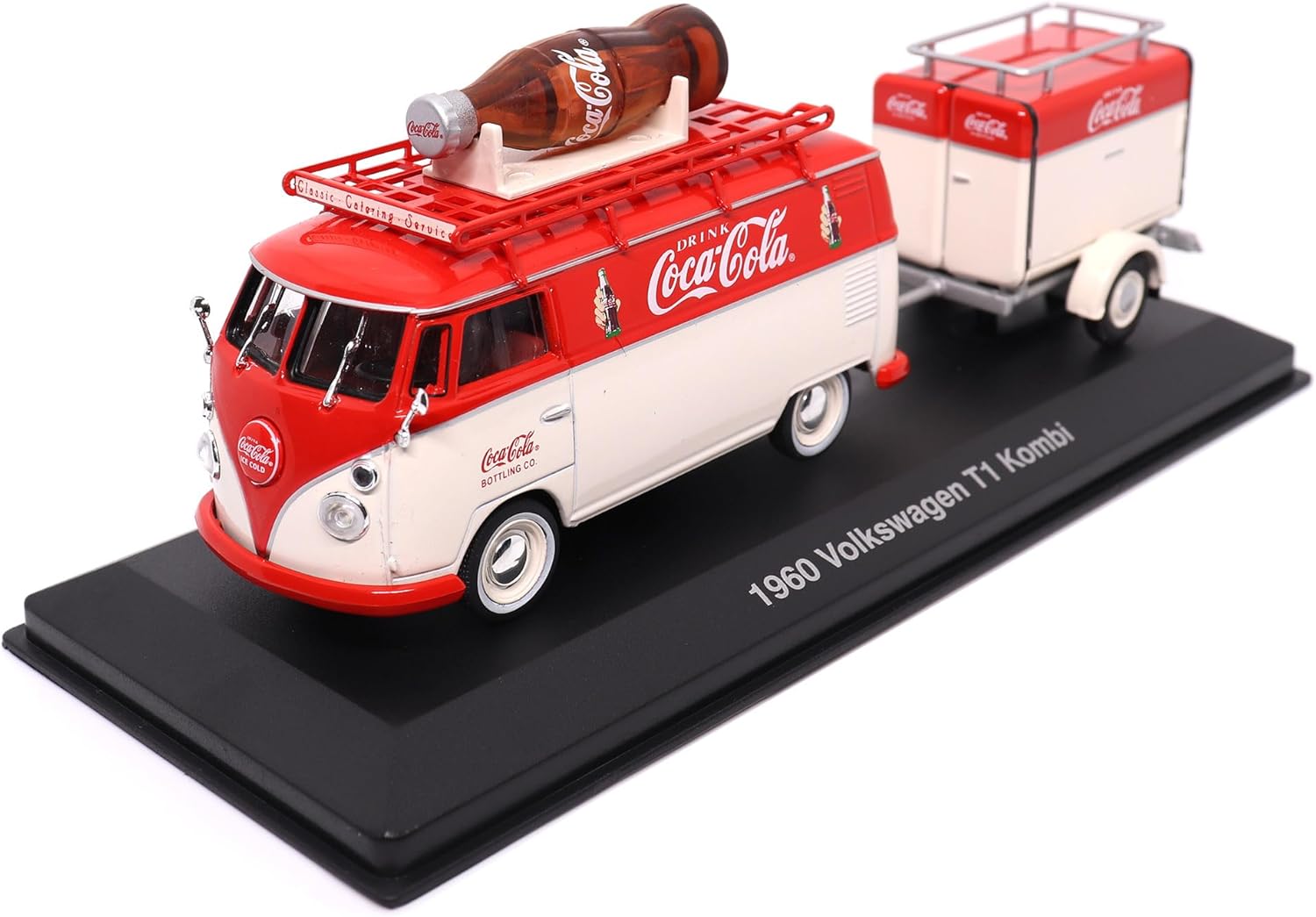 Motor City Classics Volkswagen Kombi T1 with Trailer 1:43 Scale Collectible Diecast Model Display Stand