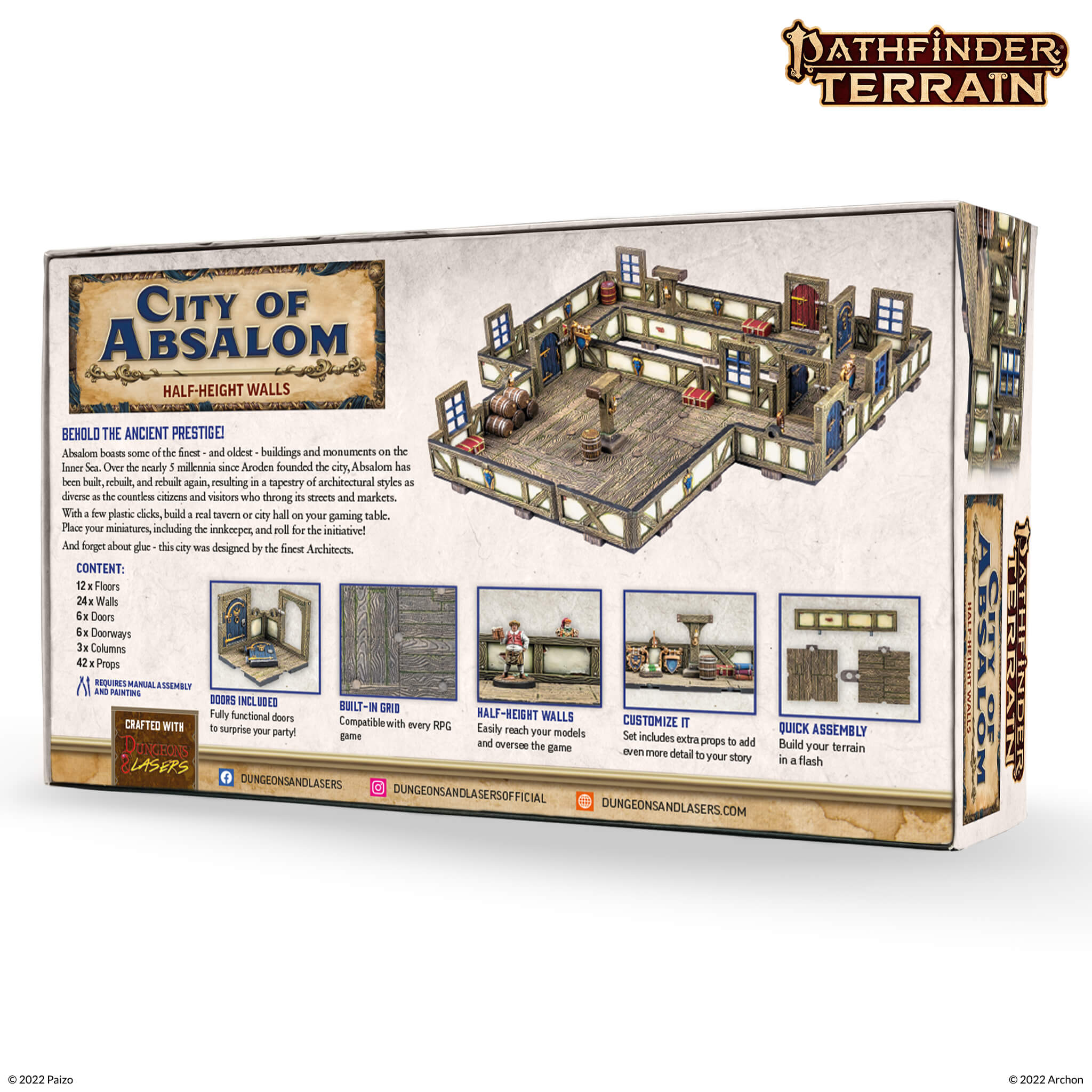 Dungeons & Lasers Pathfinder Terrain: City of Absalom Back of Box