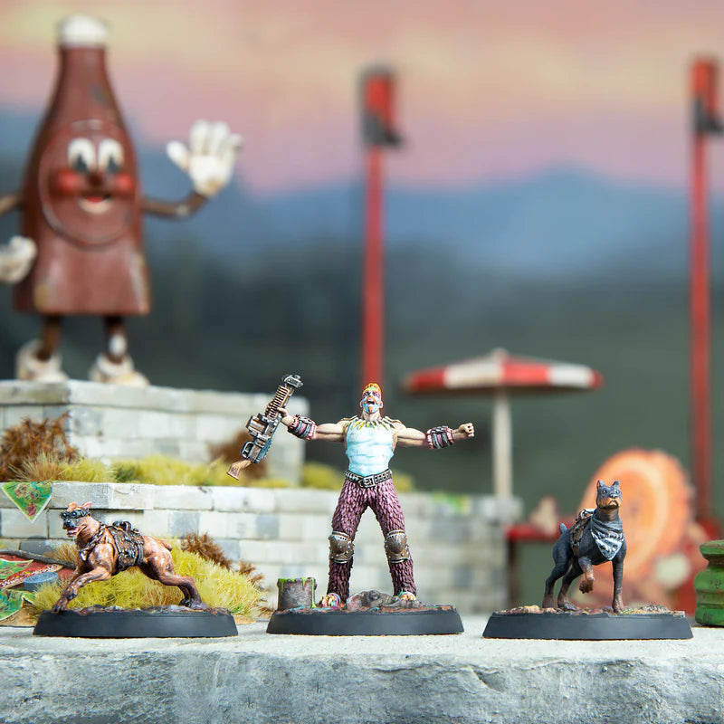 Fallout Wasteland Warfare Raiders The Pack Top Dogs Painted Miniatures Scene