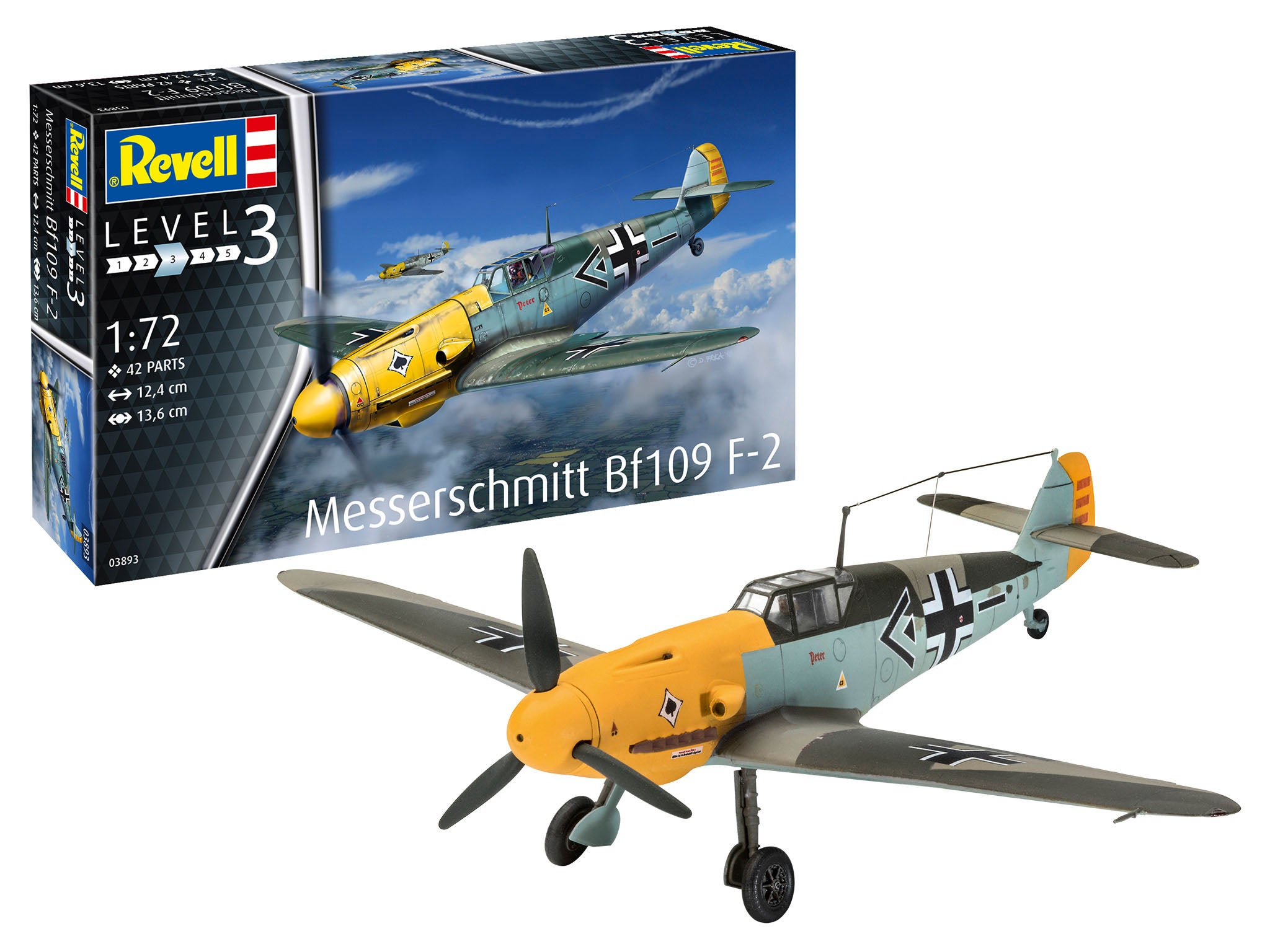 Revell Bf109 F-2 German WWII fighter 1/72 scale model kit with authentic markings.