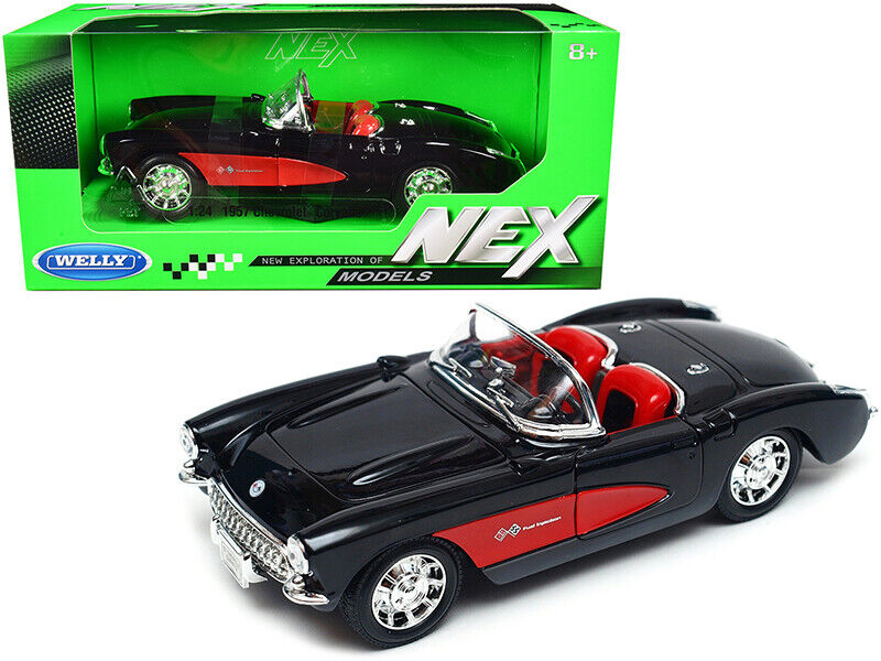 Welly Chevrolet Corvette Convertible 1957 (Black Red), 1/24