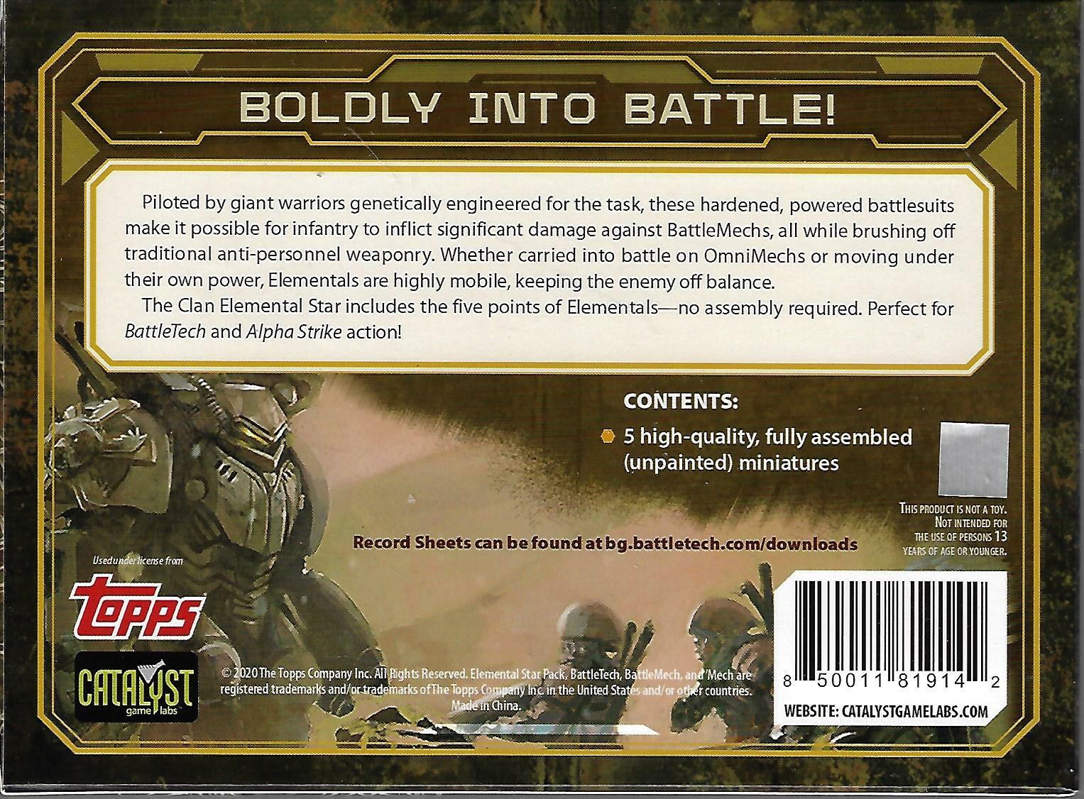 BattleTech ForcePack: Clan Elemental Star Back Of Box