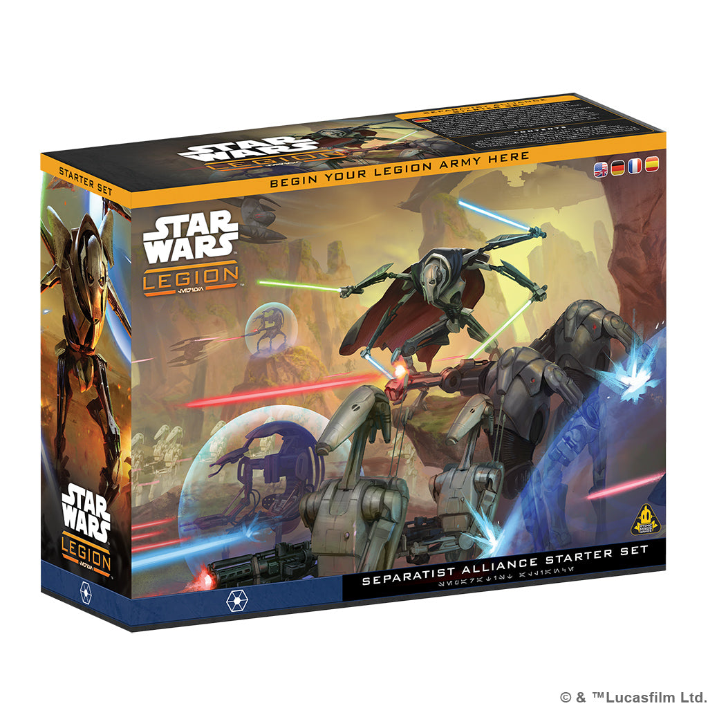 Star Wars Legion Separatist Alliance Starter Set SWQ28 official base game box art featuring General Grievous by Atomic Mass Games.