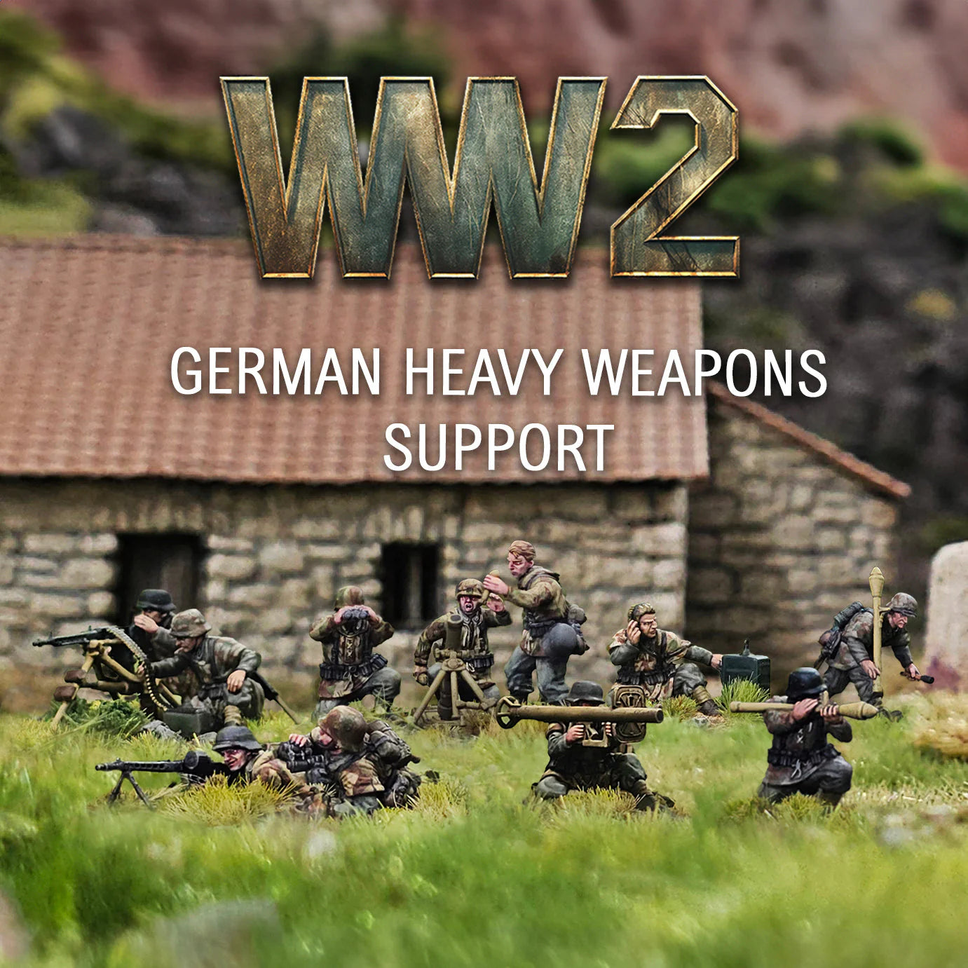 Assembled Victrix 28mm German heavy weapons support teams in dynamic poses
