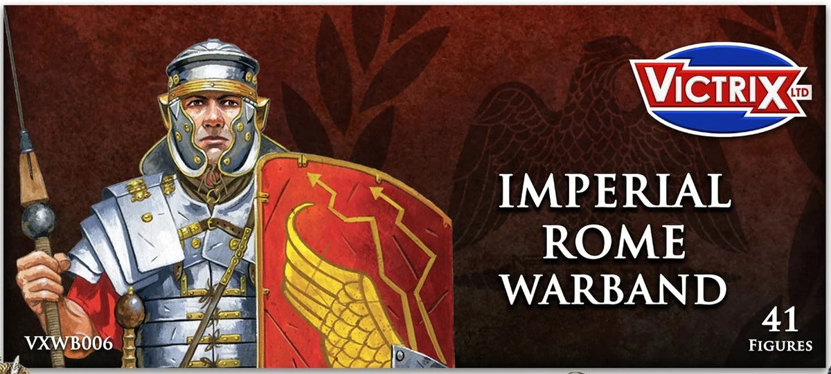 Victrix Limited 28mm Imperial Roman Warband retail header card packaging art