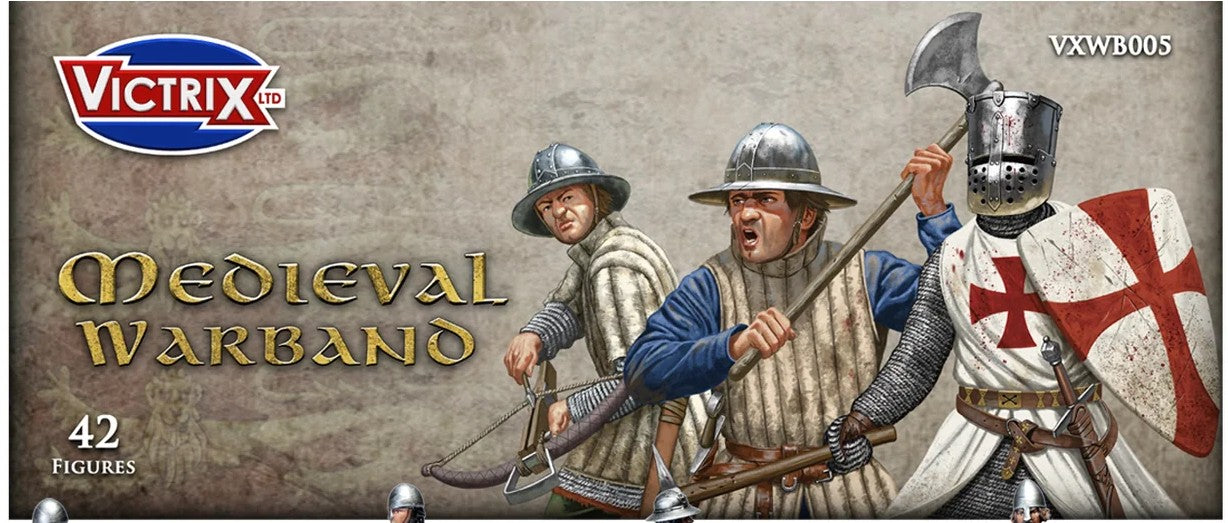 Victrix Limited 28mm Medieval Warband retail header card box packaging