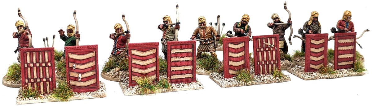 Painted unit of Victrix 28mm Persian Archers in Spara wall defensive formation