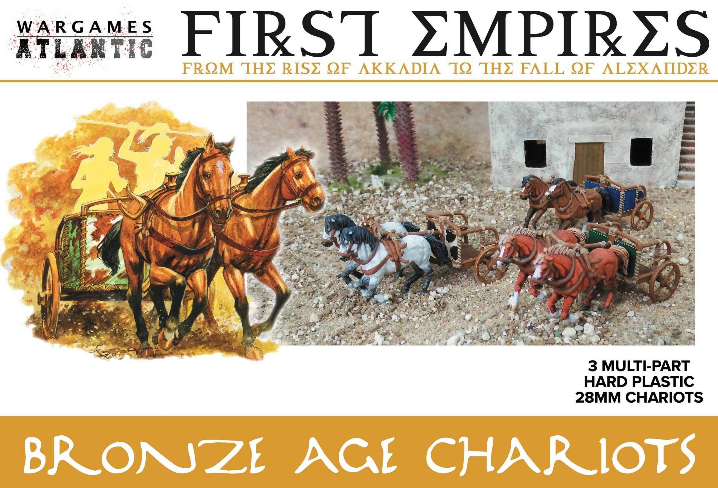 Wargames Atlantic Bronze Age Chariots, 28 mm Scale Model Plastic Figures