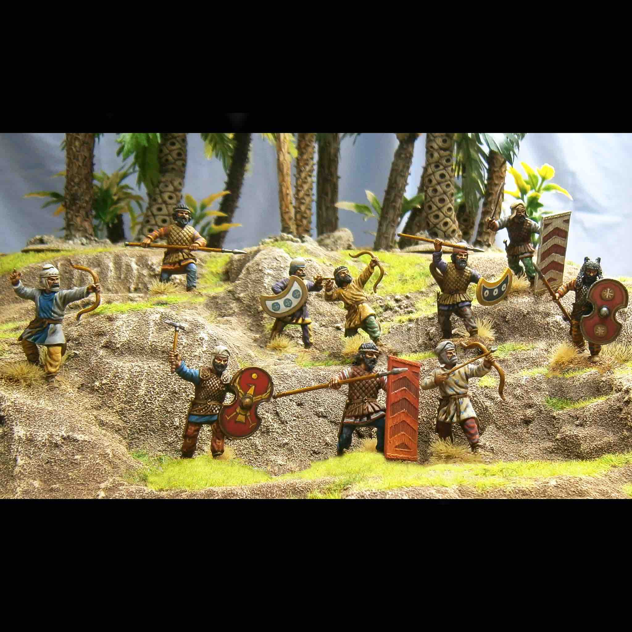 Painted Wargames Atlantic Persian Infantry 28mm Miniatures in Battle Formation