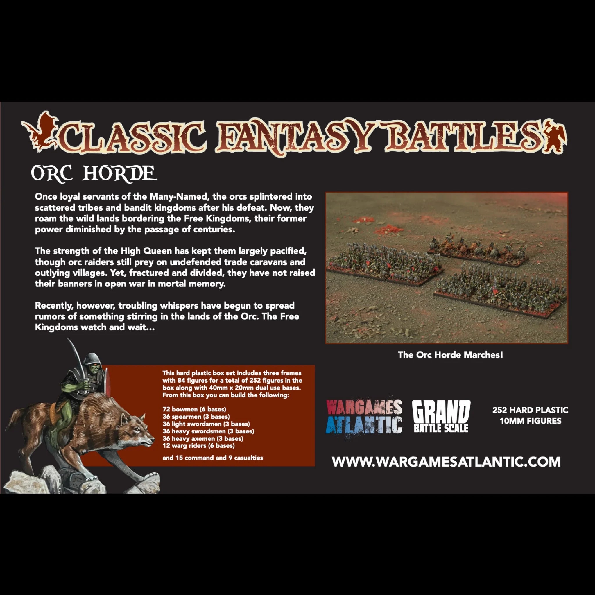 Wargames Atlantic 10mm Classic Fantasy Battles Orc Horde (Plastic Miniatures)